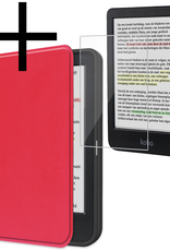 NoXx Hoes Geschikt voor Kobo Clara Colour Hoesje Bookcase Cover Book Case Hoes Sleepcover Met Screenprotector - Rood