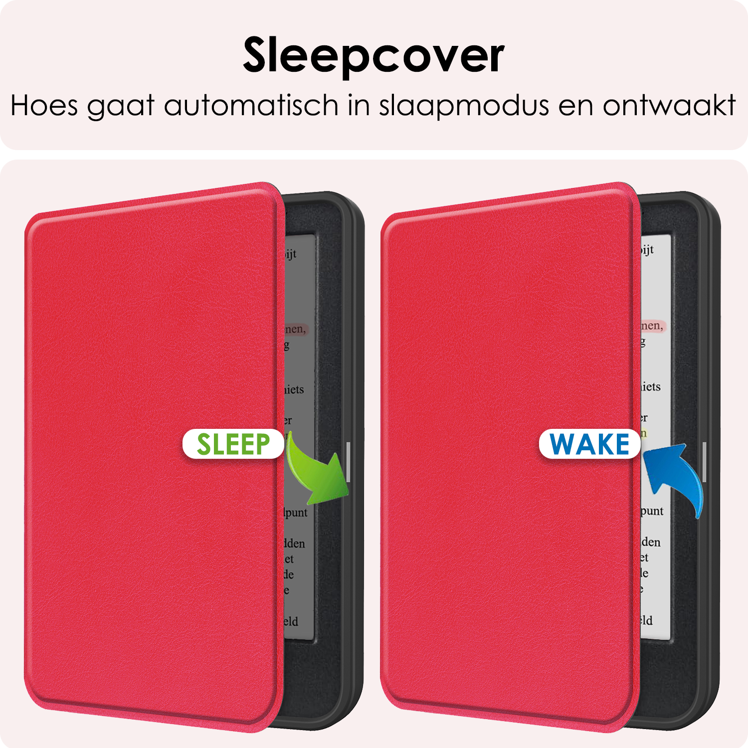NoXx Hoes Geschikt voor Kobo Clara Colour Hoesje Bookcase Cover Book Case Hoes Sleepcover Met Screenprotector - Rood