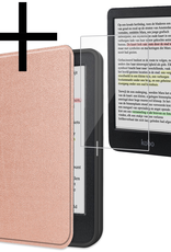 NoXx Hoes Geschikt voor Kobo Clara Colour Hoesje Bookcase Cover Book Case Hoes Sleepcover Met Screenprotector - Rosé Goud