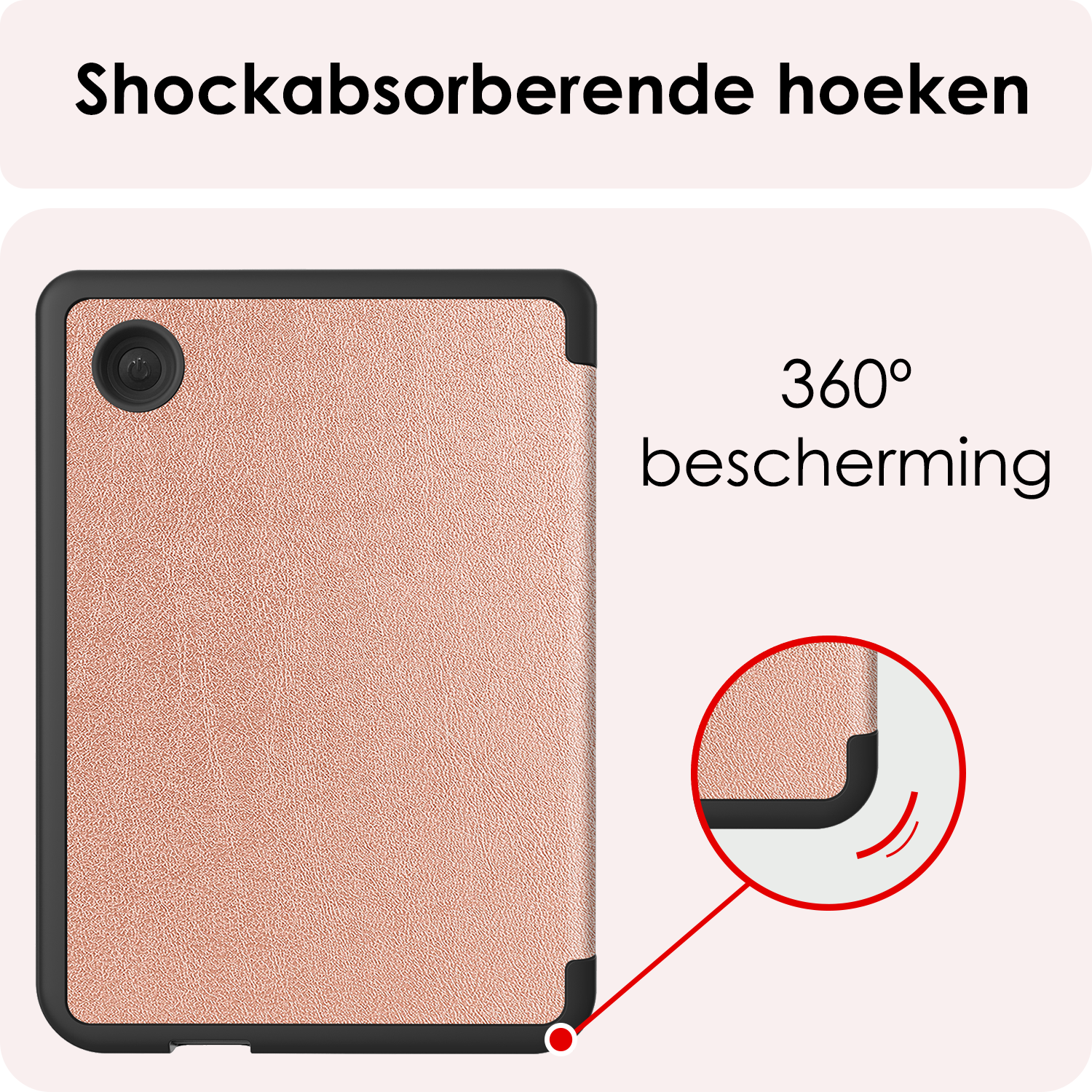 NoXx Hoes Geschikt voor Kobo Clara Colour Hoesje Bookcase Cover Book Case Hoes Sleepcover Met Screenprotector - Rosé Goud
