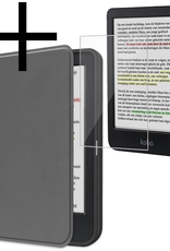 NoXx Hoes Geschikt voor Kobo Clara Colour Hoesje Bookcase Cover Book Case Hoes Sleepcover Met Screenprotector - Grijs