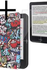 NoXx Hoes Geschikt voor Kobo Clara Colour Hoesje Bookcase Cover Book Case Hoes Sleepcover Met Screenprotector - Graffity
