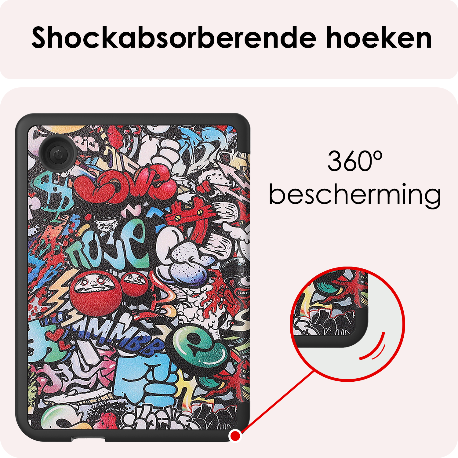 NoXx Hoes Geschikt voor Kobo Clara Colour Hoesje Bookcase Cover Book Case Hoes Sleepcover Met Screenprotector - Graffity
