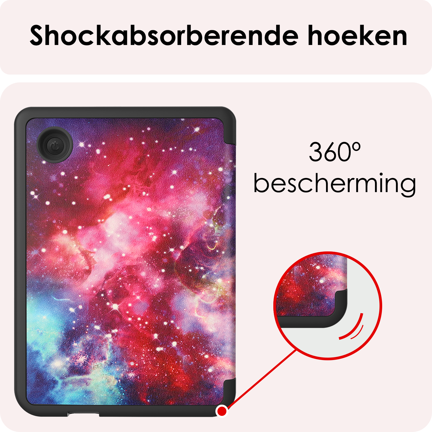 NoXx Hoes Geschikt voor Kobo Clara Colour Hoesje Bookcase Cover Book Case Hoes Sleepcover Met Screenprotector - Galaxy