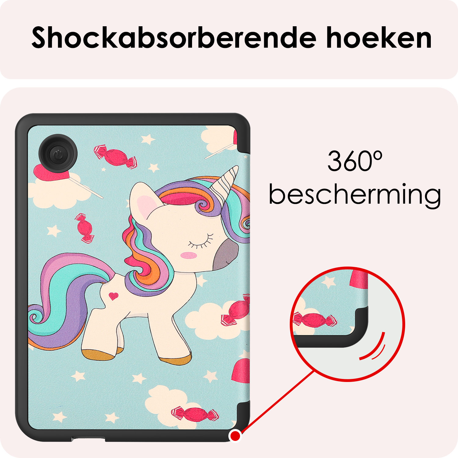 NoXx Hoes Geschikt voor Kobo Clara Colour Hoesje Bookcase Cover Book Case Hoes Sleepcover Met Screenprotector - Eenhoorn