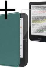 NoXx Hoes Geschikt voor Kobo Clara Colour Hoesje Bookcase Cover Book Case Hoes Sleepcover Met Screenprotector - Donkergroen