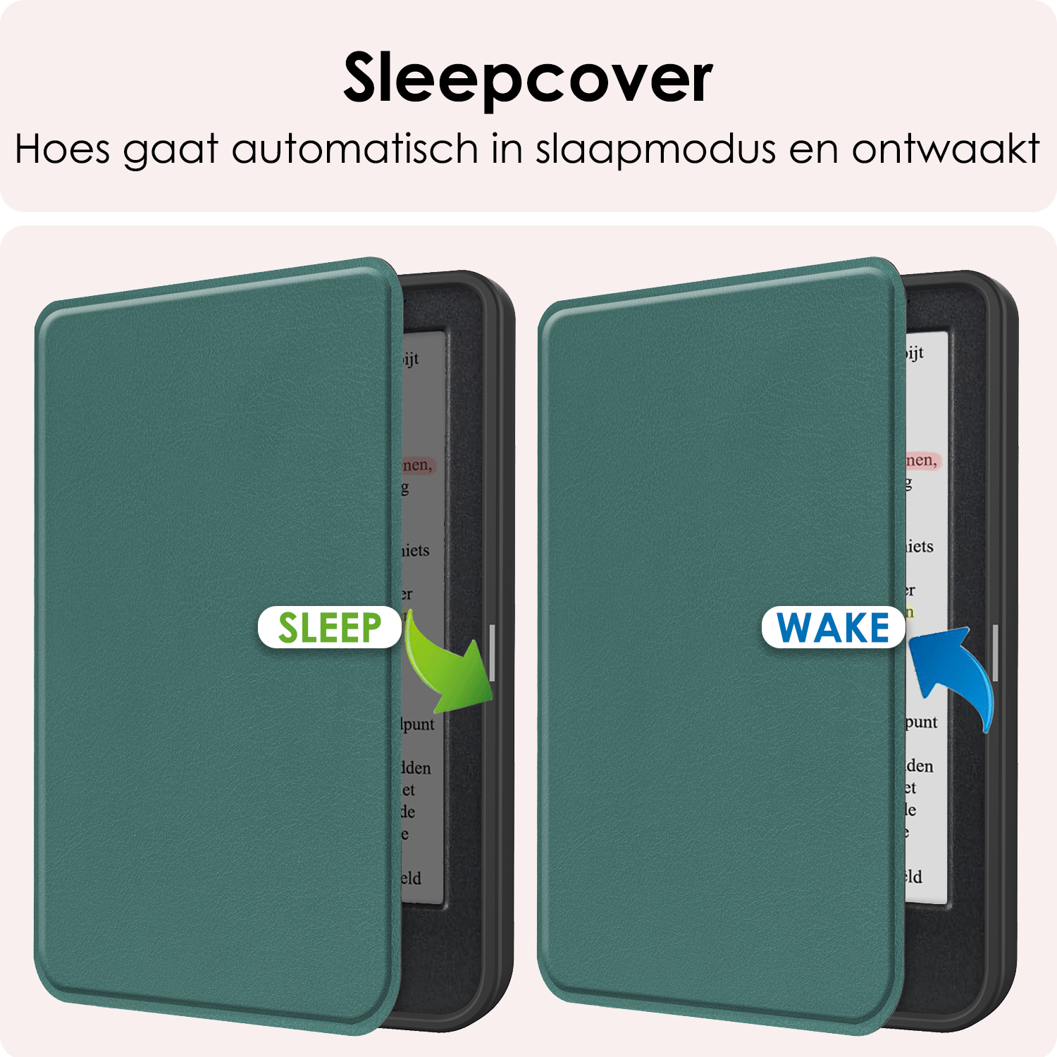 NoXx Hoes Geschikt voor Kobo Clara Colour Hoesje Bookcase Cover Book Case Hoes Sleepcover Met Screenprotector - Donkergroen