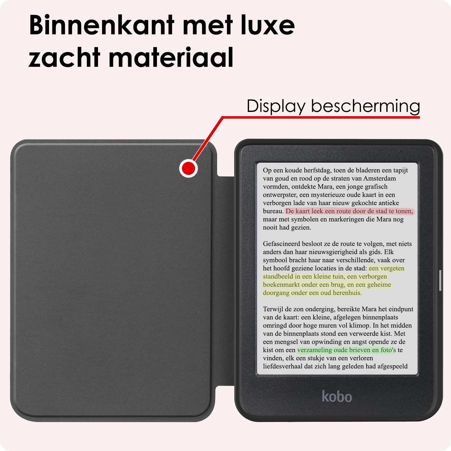 NoXx Hoes Geschikt voor Kobo Clara Colour Hoesje Bookcase Cover Book Case Hoes Sleepcover Met Screenprotector - Donkerblauw