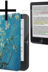 NoXx Hoes Geschikt voor Kobo Clara Colour Hoesje Bookcase Cover Book Case Hoes Sleepcover Met Screenprotector - Bloesem