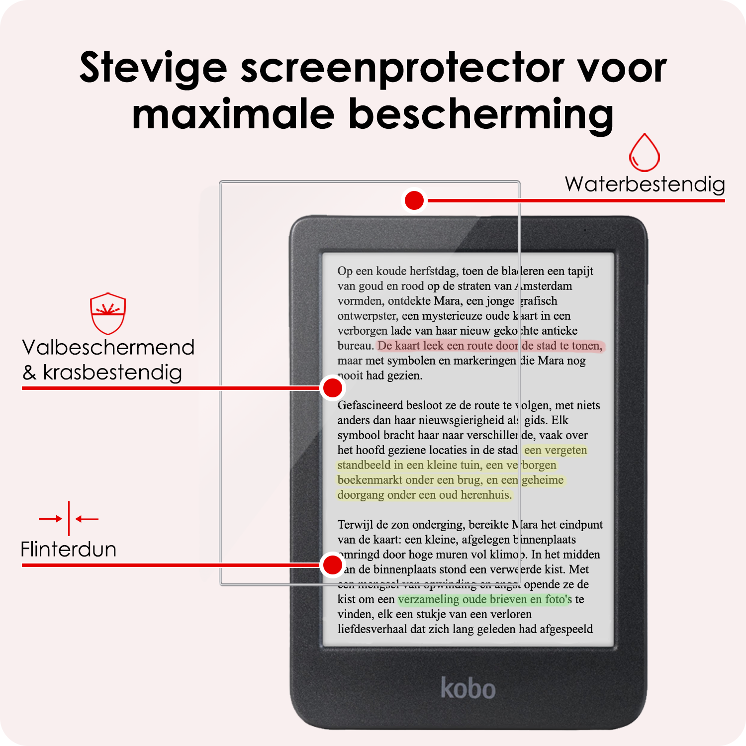 NoXx Hoes Geschikt voor Kobo Clara Colour Hoesje Bookcase Cover Book Case Hoes Sleepcover Met Screenprotector - Bloesem