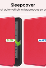 NoXx Hoes Geschikt voor Kobo Clara Colour Hoesje Bookcase Cover Book Case Hoes Sleepcover - Rood