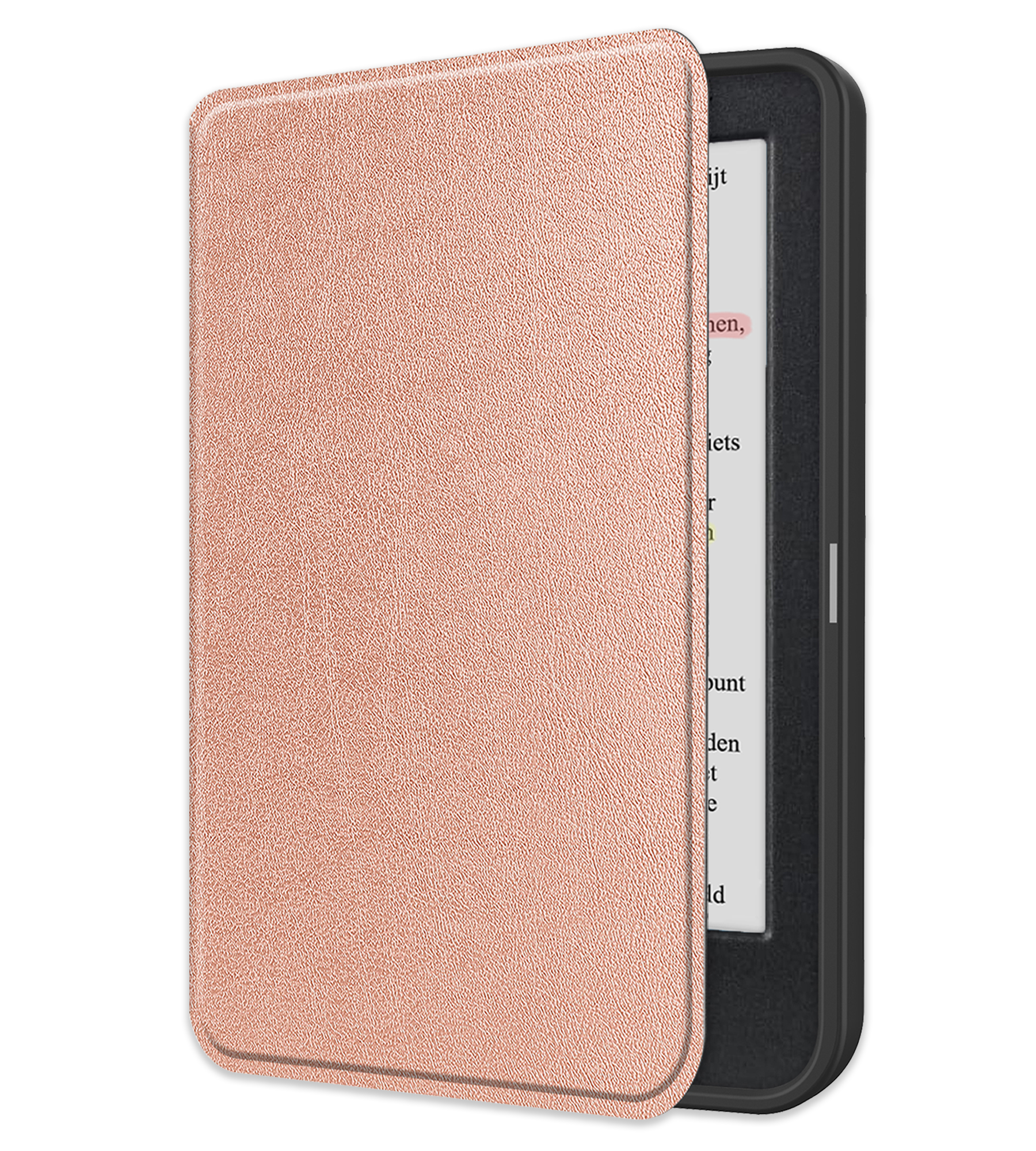 NoXx Hoes Geschikt voor Kobo Clara Colour Hoesje Bookcase Cover Book Case Hoes Sleepcover - Rosé Goud