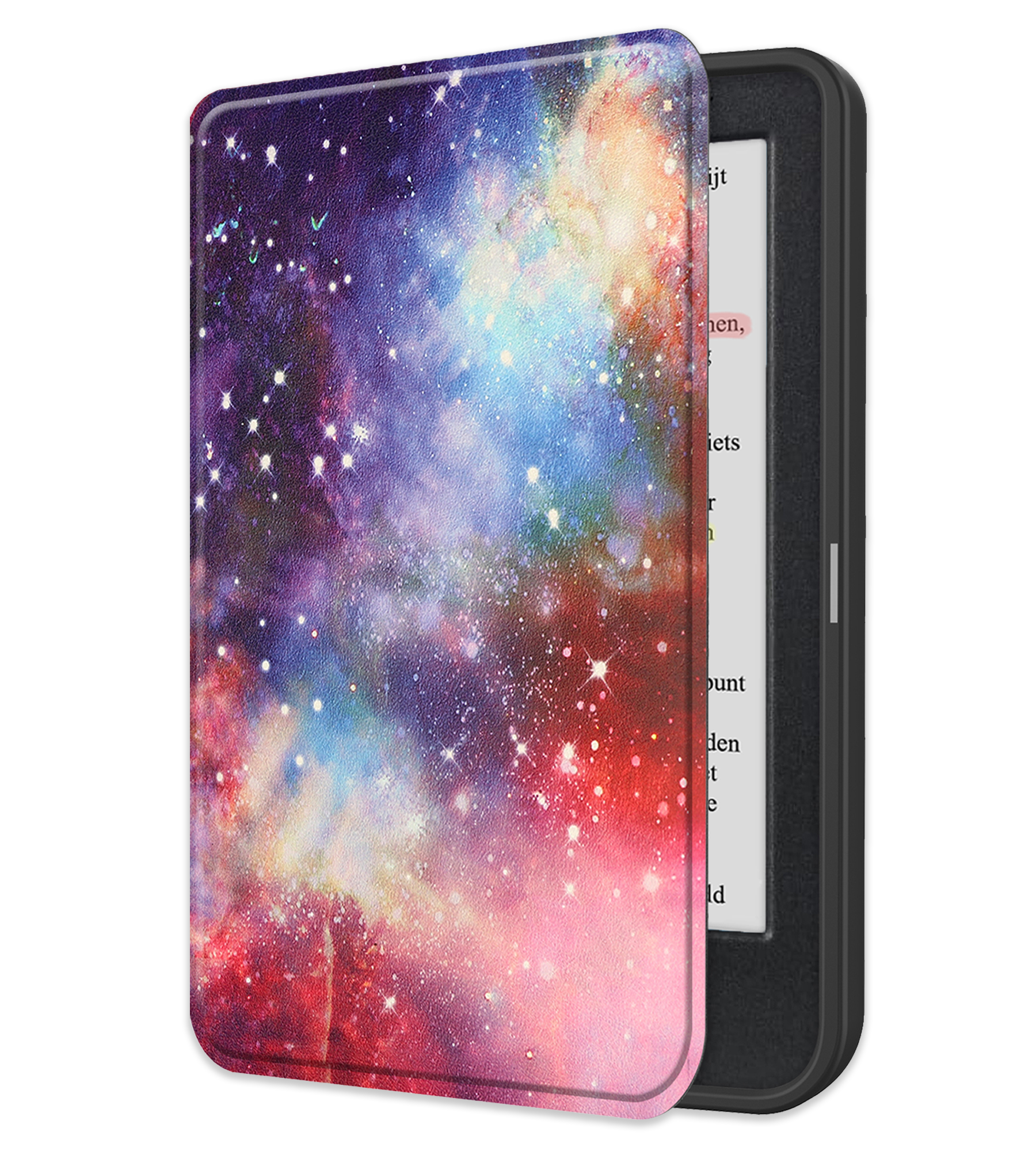 NoXx Hoes Geschikt voor Kobo Clara Colour Hoesje Bookcase Cover Book Case Hoes Sleepcover - Galaxy