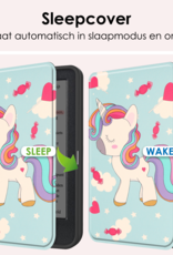 NoXx Hoes Geschikt voor Kobo Clara Colour Hoesje Bookcase Cover Book Case Hoes Sleepcover - Eenhoorn
