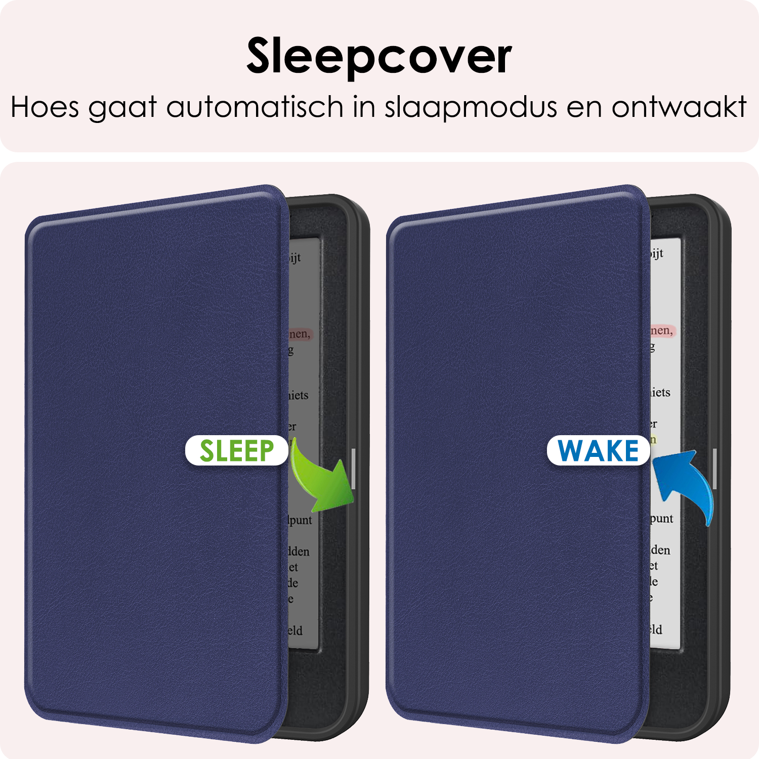 NoXx Hoes Geschikt voor Kobo Clara Colour Hoesje Bookcase Cover Book Case Hoes Sleepcover - Donkerblauw