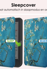 NoXx Hoes Geschikt voor Kobo Clara Colour Hoesje Bookcase Cover Book Case Hoes Sleepcover - Bloesem