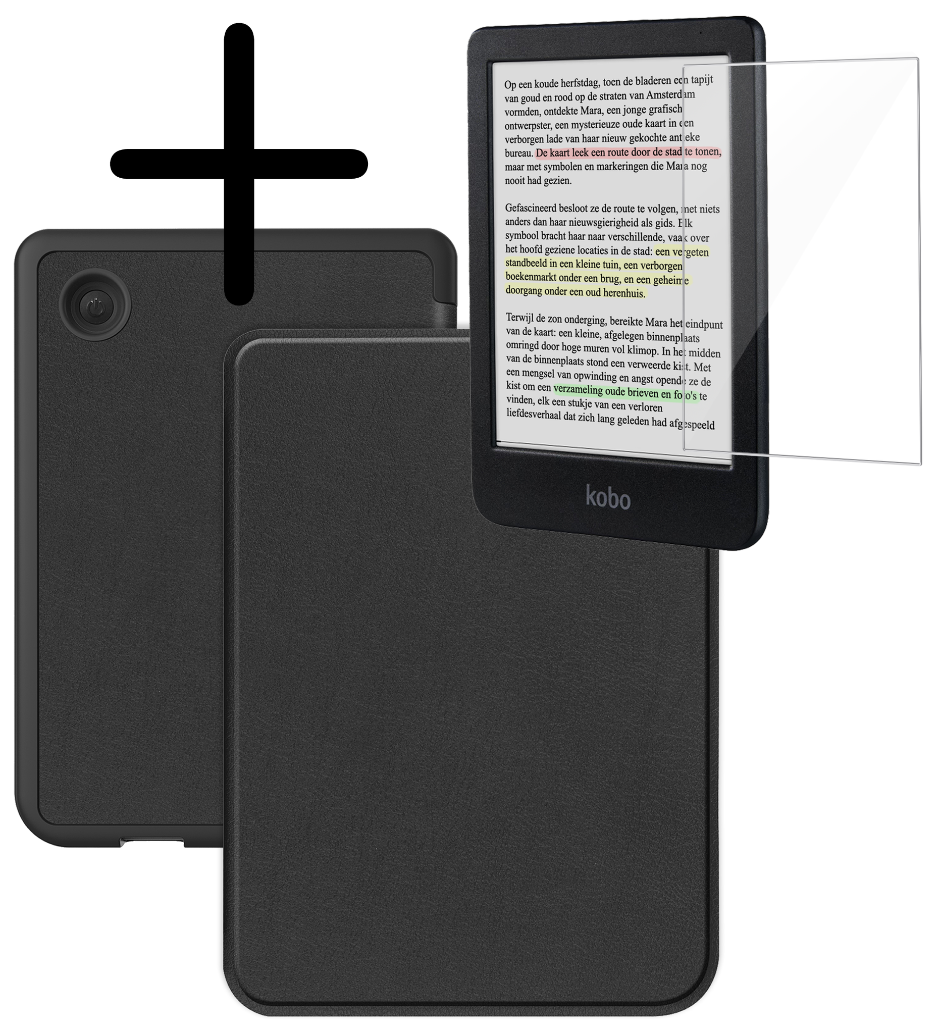 BASEY. Hoes Geschikt voor Kobo Clara Colour Hoesje Bookcase Cover Hoes Met Screenprotector - Hoesje Geschikt voor Kobo Clara Colour Hoes Cover Case - Zwart
