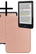 BASEY. Hoes Geschikt voor Kobo Clara Colour Hoesje Bookcase Cover Hoes Met Screenprotector - Hoesje Geschikt voor Kobo Clara Colour Hoes Cover Case - Rosé Goud