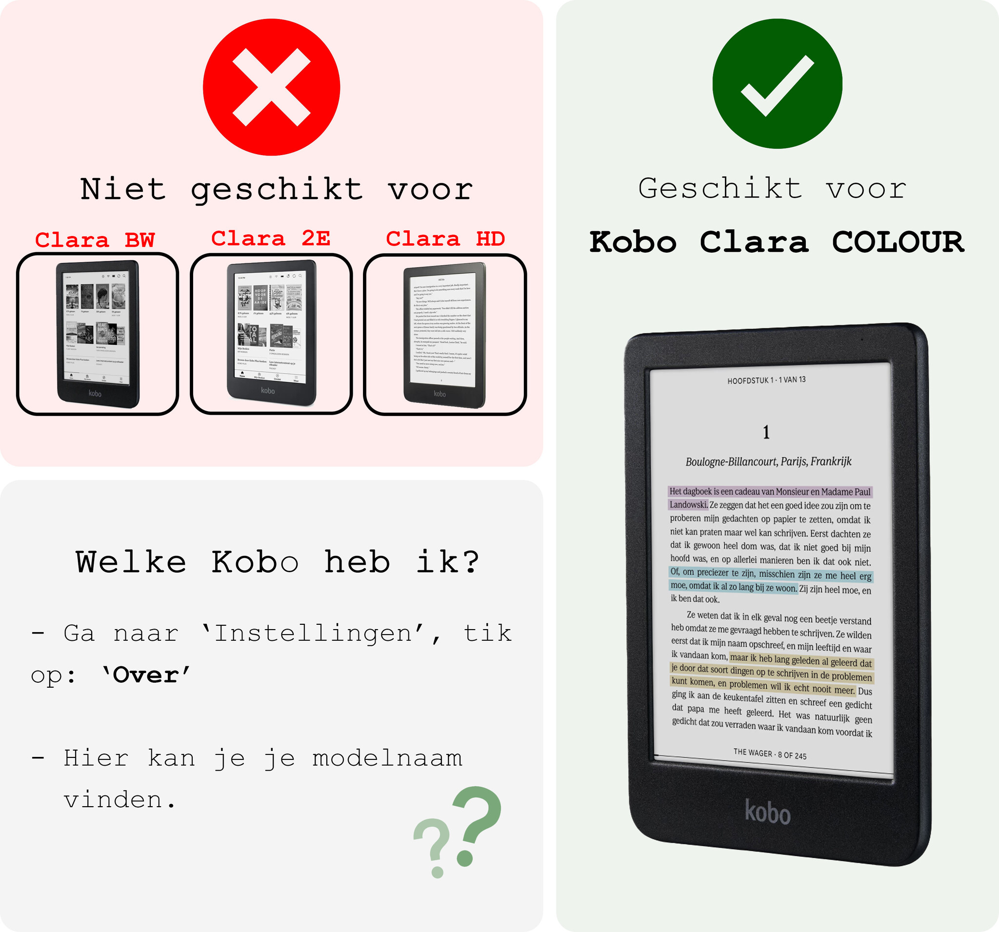 BASEY. Hoes Geschikt voor Kobo Clara Colour Hoesje Bookcase Cover Hoes Met Screenprotector - Hoesje Geschikt voor Kobo Clara Colour Hoes Cover Case - Kat