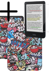 BASEY. Hoes Geschikt voor Kobo Clara Colour Hoesje Bookcase Cover Hoes Met Screenprotector - Hoesje Geschikt voor Kobo Clara Colour Hoes Cover Case - Graffity