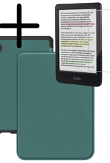 BASEY. Hoes Geschikt voor Kobo Clara Colour Hoesje Bookcase Cover Hoes Met Screenprotector - Hoesje Geschikt voor Kobo Clara Colour Hoes Cover Case - Donkergroen