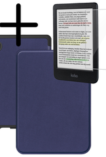 BASEY. Hoes Geschikt voor Kobo Clara Colour Hoesje Bookcase Cover Hoes Met Screenprotector - Hoesje Geschikt voor Kobo Clara Colour Hoes Cover Case - Donkerblauw
