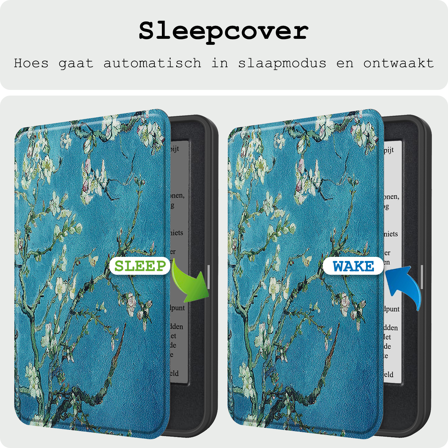 BASEY. Hoes Geschikt voor Kobo Clara BW Hoesje Bookcase Cover Hoes Met Screenprotector - Hoesje Geschikt voor Kobo Clara BW Hoes Cover Case - Bloesem