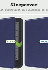 BASEY. Hoes Geschikt voor Kobo Clara BW Hoesje Bookcase Cover Hoes Met Screenprotector - Hoesje Geschikt voor Kobo Clara BW Hoes Cover Case - Donkerblauw