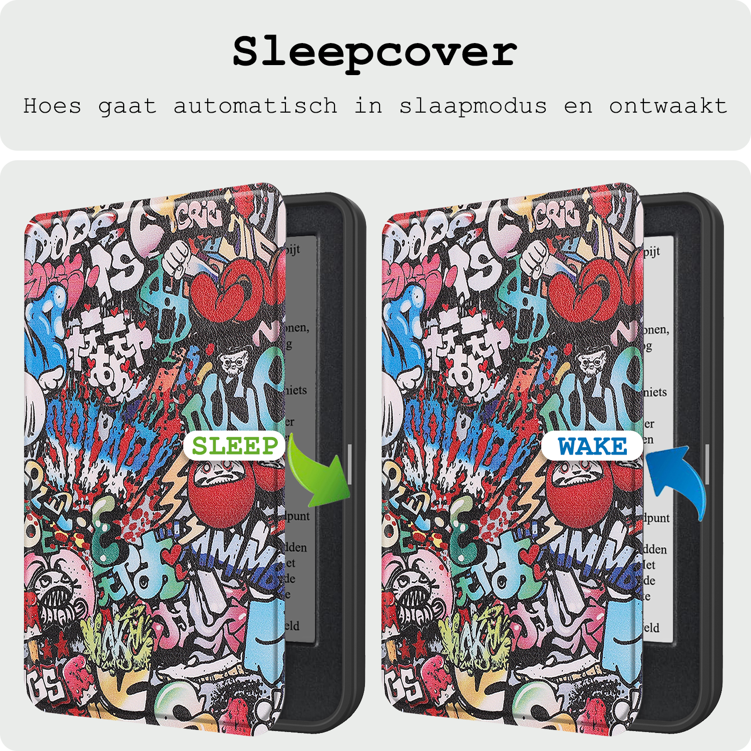 BASEY. Hoes Geschikt voor Kobo Clara BW Hoesje Bookcase Cover Hoes Met Screenprotector - Hoesje Geschikt voor Kobo Clara BW Hoes Cover Case - Graffity