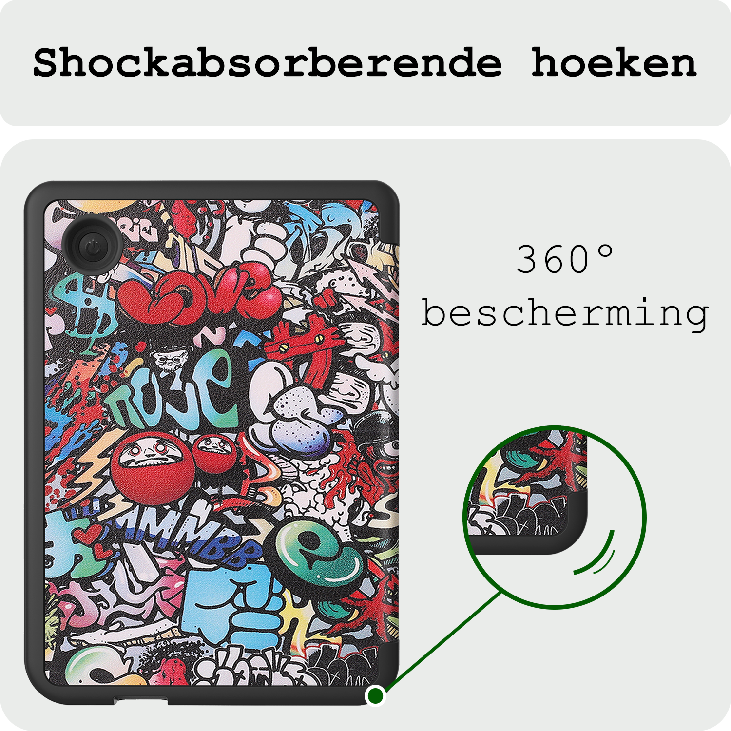 BASEY. Hoes Geschikt voor Kobo Clara BW Hoesje Bookcase Cover Hoes Met Screenprotector - Hoesje Geschikt voor Kobo Clara BW Hoes Cover Case - Graffity