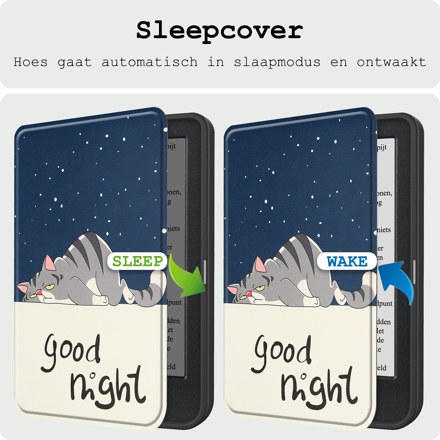 BASEY. Hoes Geschikt voor Kobo Clara BW Hoesje Bookcase Cover Hoes Met Screenprotector - Hoesje Geschikt voor Kobo Clara BW Hoes Cover Case - Kat