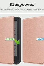 BASEY. Hoes Geschikt voor Kobo Clara BW Hoesje Bookcase Cover Hoes Met Screenprotector - Hoesje Geschikt voor Kobo Clara BW Hoes Cover Case - Rosé Goud