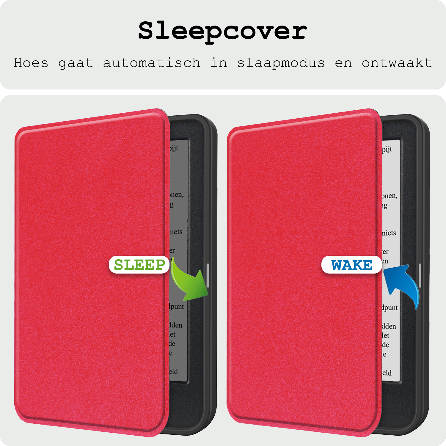 BASEY. Hoes Geschikt voor Kobo Clara BW Hoesje Bookcase Cover Hoes Met Screenprotector - Hoesje Geschikt voor Kobo Clara BW Hoes Cover Case - Rood