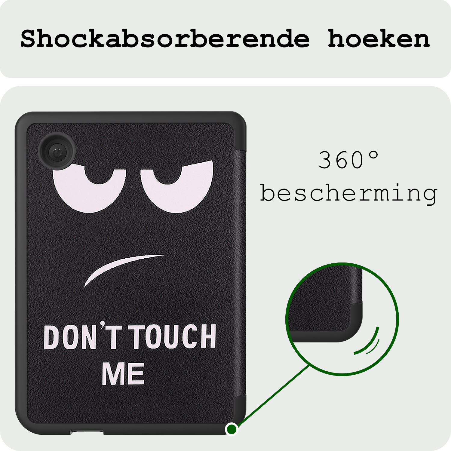 BASEY. Hoes Geschikt voor Kobo Clara BW Hoesje Bookcase Cover Hoes Met Screenprotector - Hoesje Geschikt voor Kobo Clara BW Hoes Cover Case - Don't Touch Me