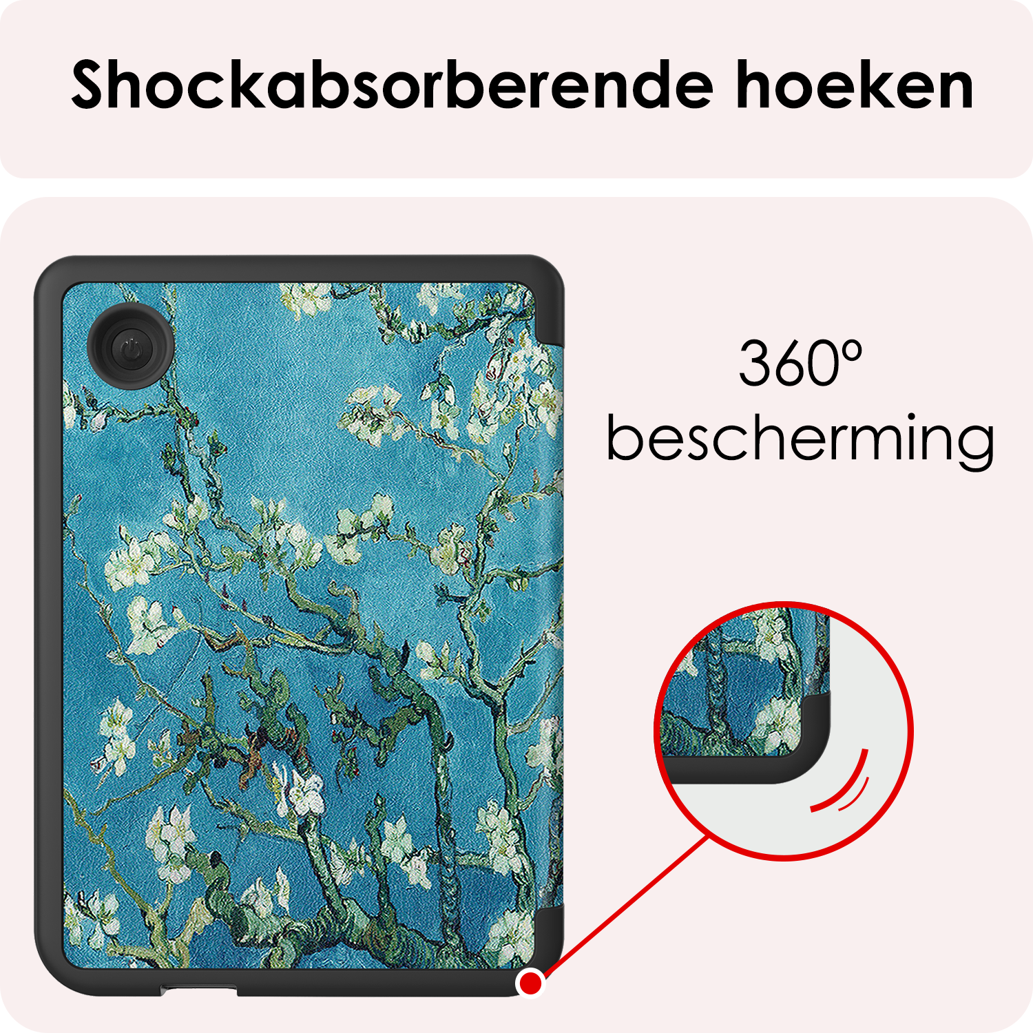 NoXx Hoes Geschikt voor Kobo Clara BW Hoesje Bookcase Cover Book Case Hoes Sleepcover Met Screenprotector - Bloesem