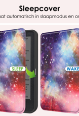 NoXx Hoes Geschikt voor Kobo Clara BW Hoesje Bookcase Cover Book Case Hoes Sleepcover Met Screenprotector - Galaxy