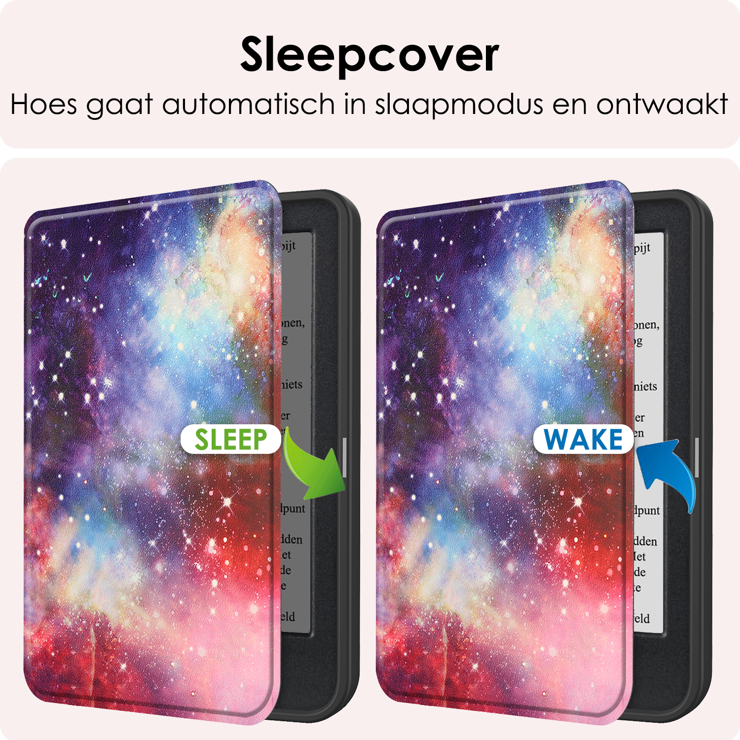 NoXx Hoes Geschikt voor Kobo Clara BW Hoesje Bookcase Cover Book Case Hoes Sleepcover Met Screenprotector - Galaxy