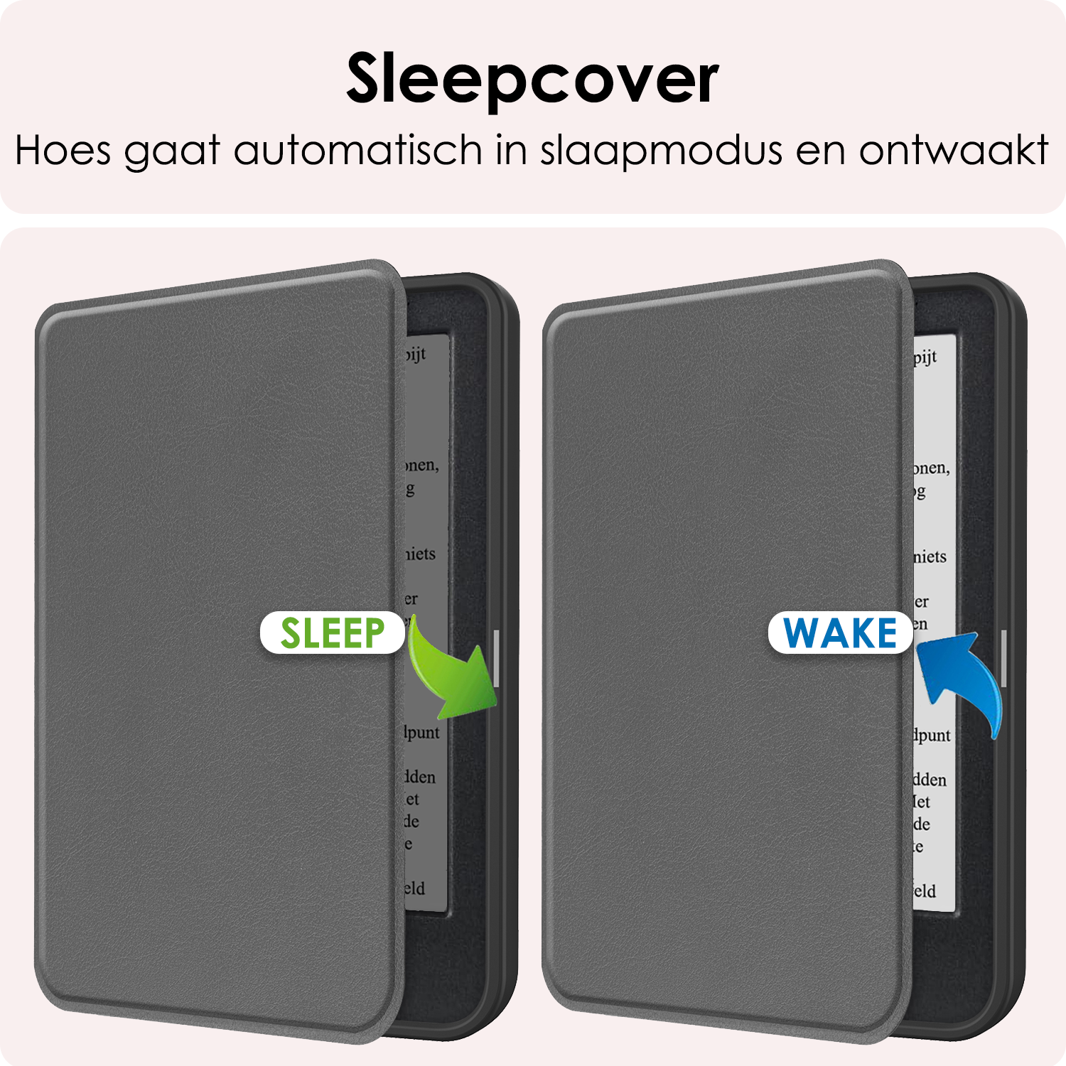 NoXx Hoes Geschikt voor Kobo Clara BW Hoesje Bookcase Cover Book Case Hoes Sleepcover Met Screenprotector - Grijs