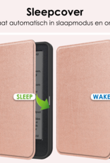 NoXx Hoes Geschikt voor Kobo Clara BW Hoesje Bookcase Cover Book Case Hoes Sleepcover Met Screenprotector - Rosé Goud