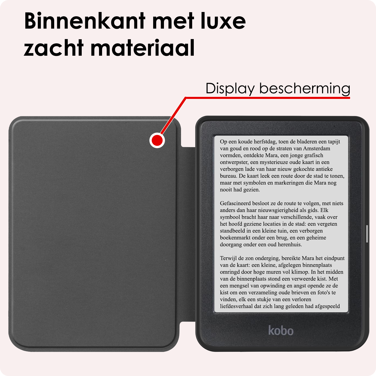 NoXx Hoes Geschikt voor Kobo Clara BW Hoesje Bookcase Cover Book Case Hoes Sleepcover Met Screenprotector - Don't Touch Me