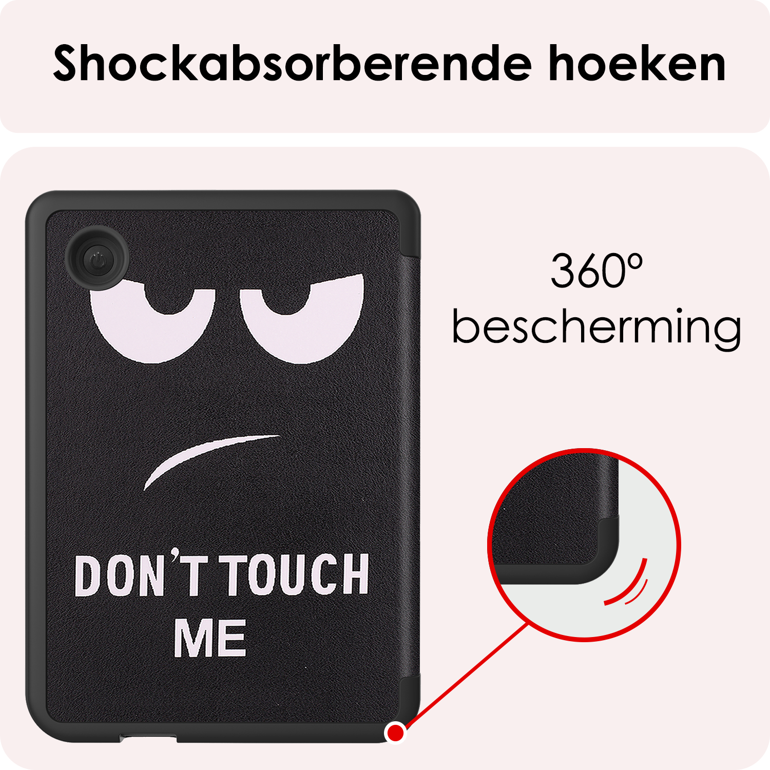 NoXx Hoes Geschikt voor Kobo Clara BW Hoesje Bookcase Cover Book Case Hoes Sleepcover Met Screenprotector - Don't Touch Me