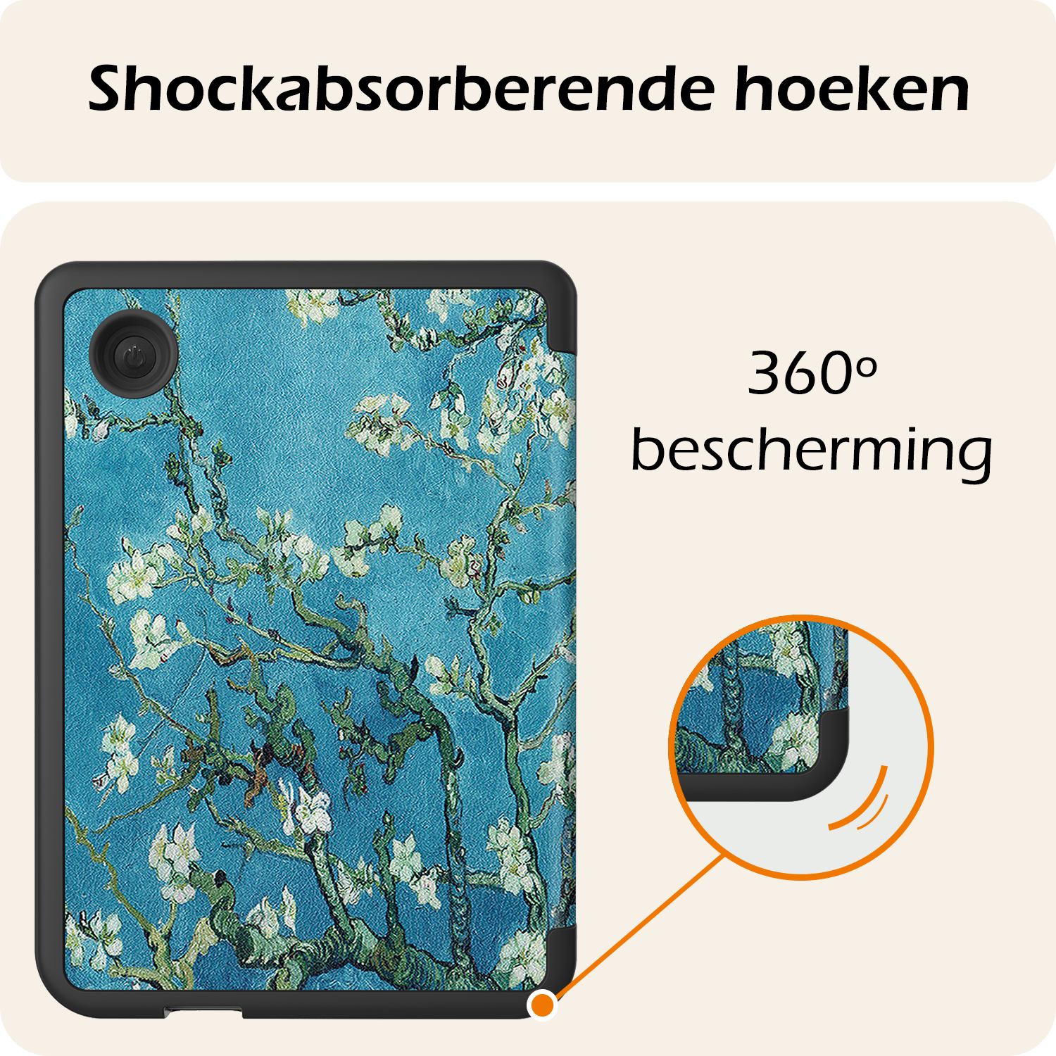 Nomfy Hoesje Geschikt voor Kobo Clara BW Hoes Book Case - Hoes Geschikt voor Kobo Clara BW Hoesje Book Cover Met Screenprotector - Bloesem