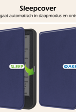 Nomfy Hoesje Geschikt voor Kobo Clara BW Hoes Book Case - Hoes Geschikt voor Kobo Clara BW Hoesje Book Cover Met Screenprotector - Donkerblauw