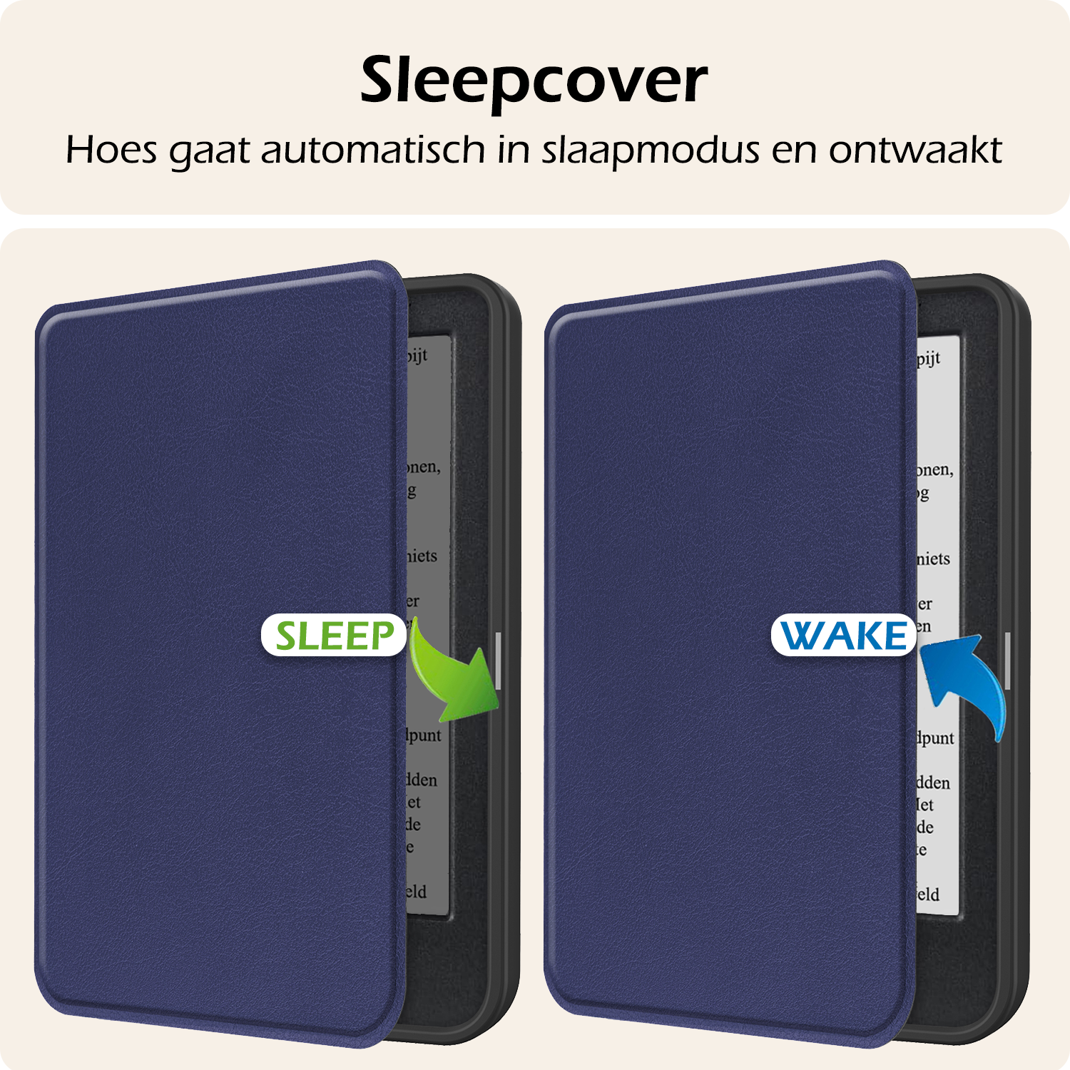 Nomfy Hoesje Geschikt voor Kobo Clara BW Hoes Book Case - Hoes Geschikt voor Kobo Clara BW Hoesje Book Cover Met Screenprotector - Donkerblauw