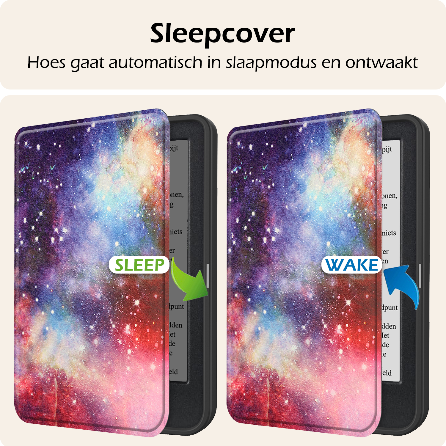 Nomfy Hoesje Geschikt voor Kobo Clara BW Hoes Book Case - Hoes Geschikt voor Kobo Clara BW Hoesje Book Cover Met Screenprotector - Galaxy