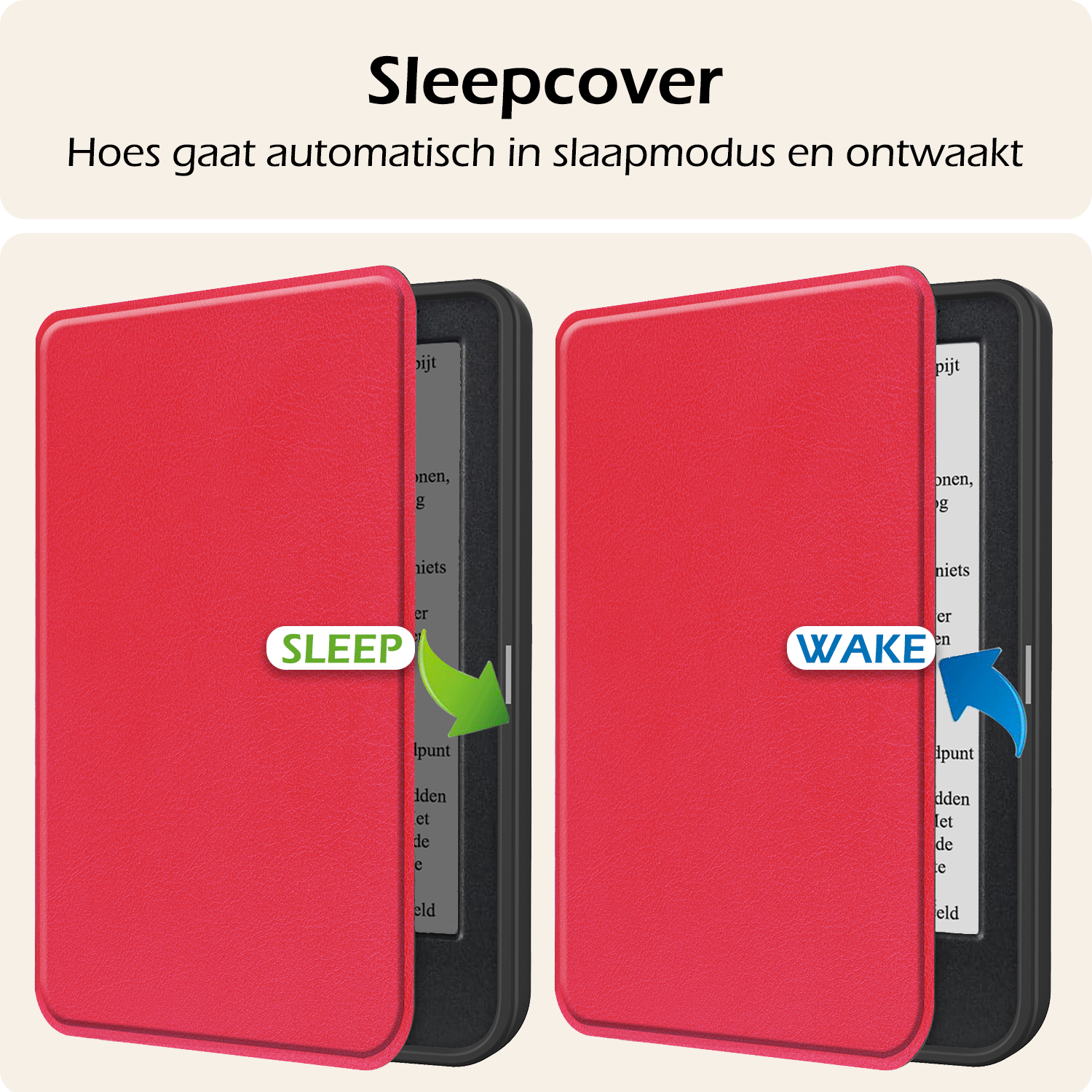 Nomfy Hoesje Geschikt voor Kobo Clara BW Hoes Book Case - Hoes Geschikt voor Kobo Clara BW Hoesje Book Cover Met Screenprotector - Rood