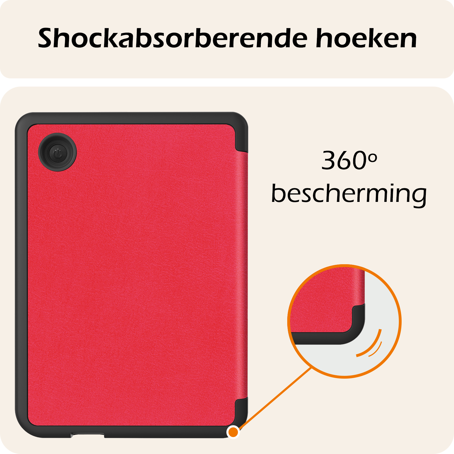 Nomfy Hoesje Geschikt voor Kobo Clara BW Hoes Book Case - Hoes Geschikt voor Kobo Clara BW Hoesje Book Cover Met Screenprotector - Rood