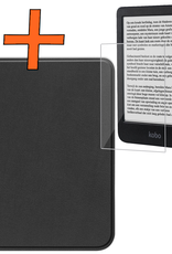 Nomfy Hoesje Geschikt voor Kobo Clara BW Hoes Book Case - Hoes Geschikt voor Kobo Clara BW Hoesje Book Cover Met Screenprotector - Zwart