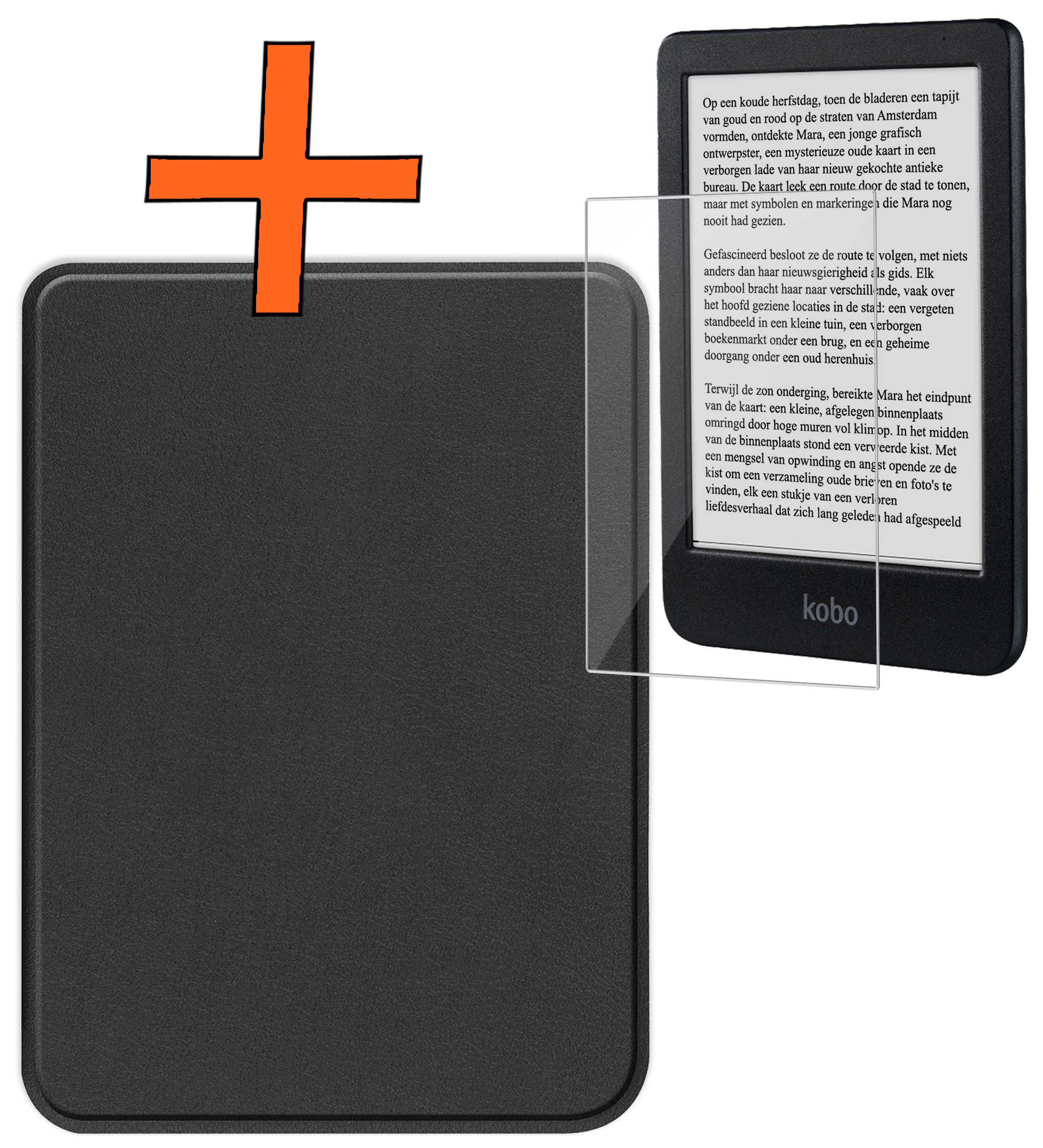 Nomfy Hoesje Geschikt voor Kobo Clara BW Hoes Book Case - Hoes Geschikt voor Kobo Clara BW Hoesje Book Cover Met Screenprotector - Zwart