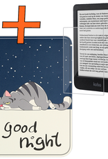 Nomfy Hoesje Geschikt voor Kobo Clara BW Hoes Book Case - Hoes Geschikt voor Kobo Clara BW Hoesje Book Cover Met Screenprotector - Kat